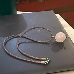 Rose Quartz Sterling Silver Pendant on Satin Cord